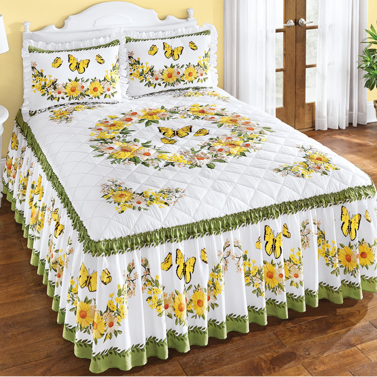Rosalind Wheeler Mozingo Yellow Cotton Blend Coverlet / Bedspread Wayfair